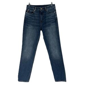 GANNI Straight Leg Designer Logo Dark Wash High Waist Classic Denim Jeans 29